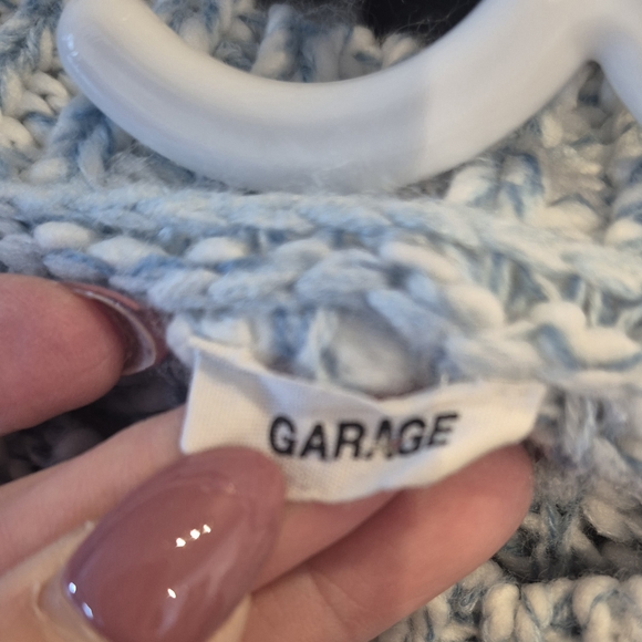 Garage Light Blue Cable Knit Crewneck Sweater - Picture 3 of 4